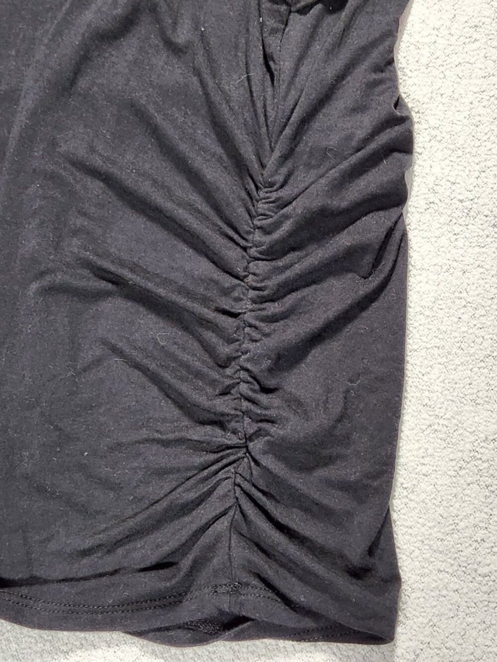 Bebe Sport Black T-Shirt Size L Rhinestone Logo Silver Ruched Side Tee Y2K Glam - Picture 5 of 9